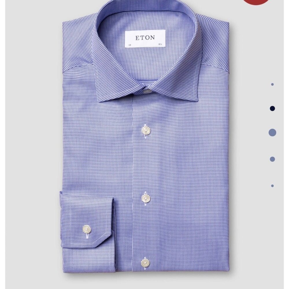 Eton Mid Blue Patterned Textured Twill Shirt Men’s Size 42 / 16.5 (Estimated